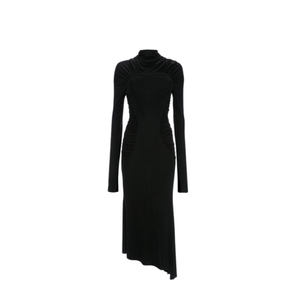 High Neck Gathered Midi Dress - Image 1