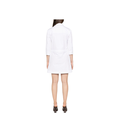 Cotton Poplin Shirt Dress with Horsebit in White - Image 5