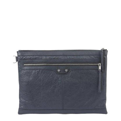 Dark Gray Zip Logo Clutch Bag - Image 1