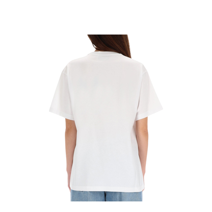 Cotton Jersey T-Shirt with Embroidery in White - Image 3