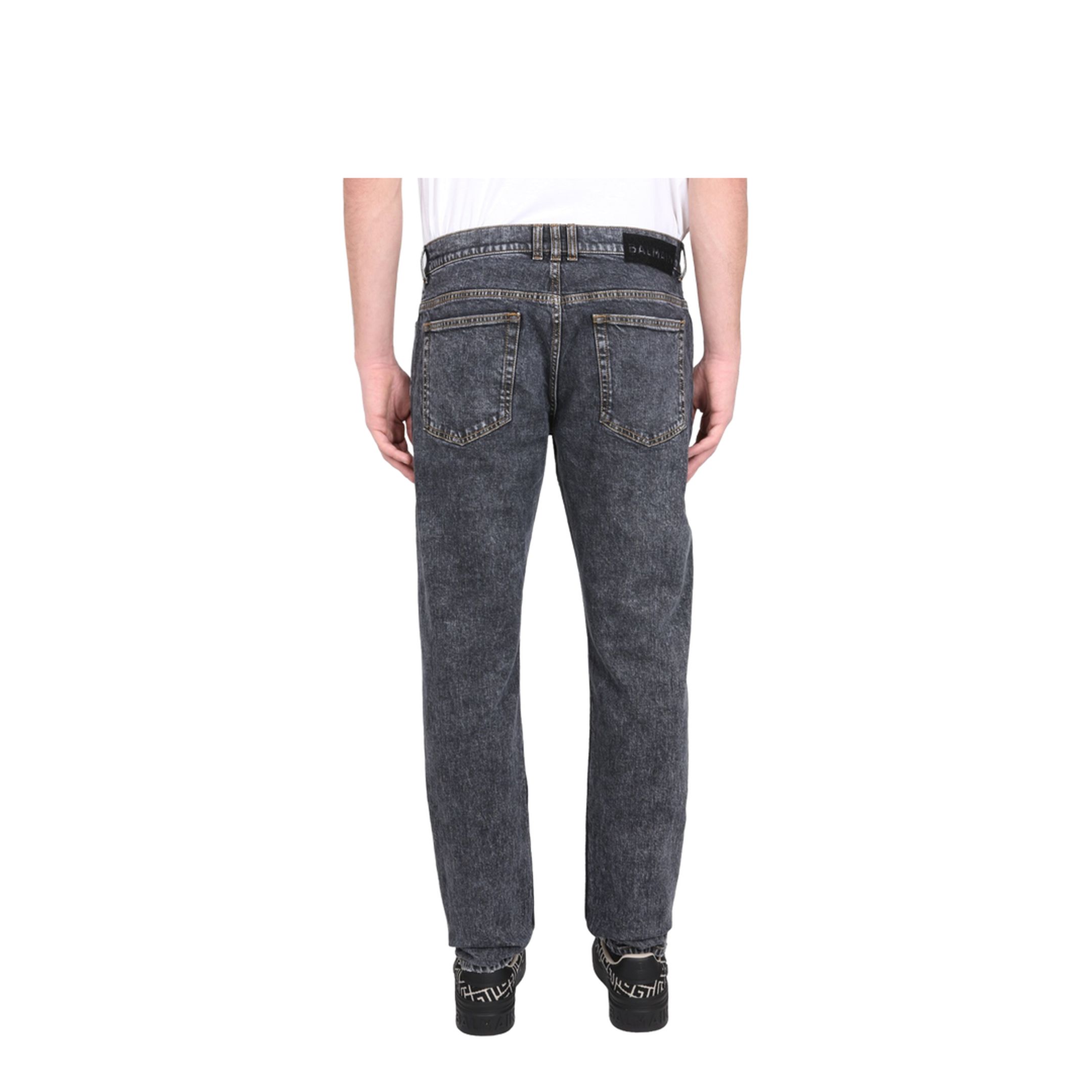 Straight Leg Cotton Jeans with Logo - Image 4