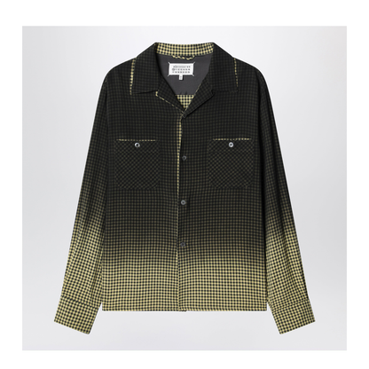 Gradient Check Viscose Shirt In Yellow And Black - Image 1