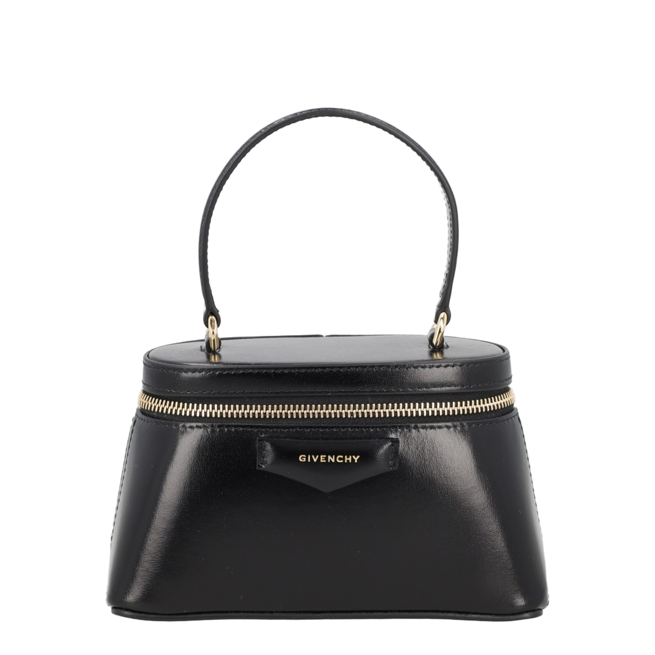 Antigona Calfskin Vanity Bag in Box Leather with Chain - Black - Image 1