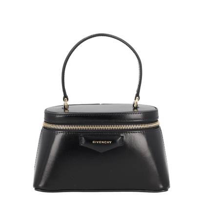 Antigona Calfskin Vanity Bag in Box Leather with Chain - Black - Image 1