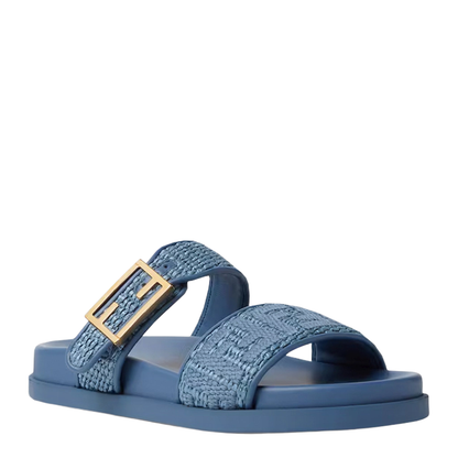 Feel Slides in Light Blue Raffia - Image 2