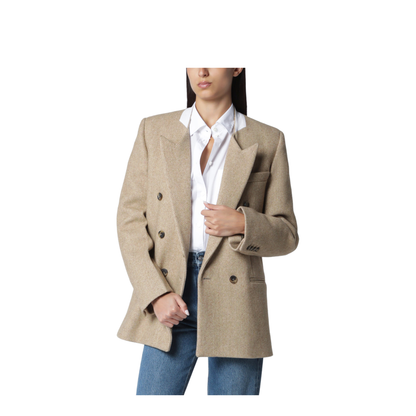 Beatrice Double-Breasted Jacket in Camel Wool - Image 1