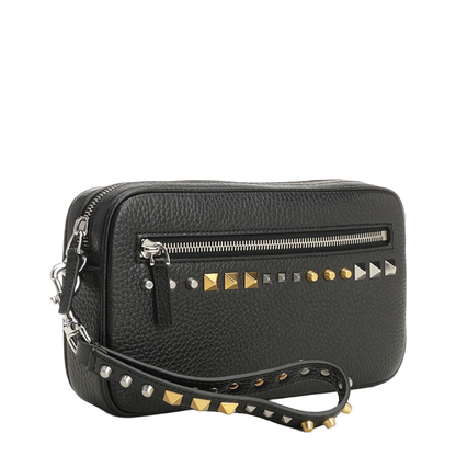 Rockstud Leather Clutch - Black - Image 2