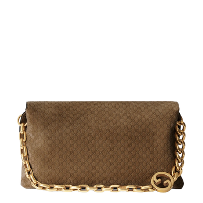 Large Shoulder Bag GG Suede Brown - Image 2