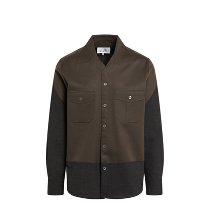 Two-Tone Brown Shirt In Wool Blend - Image 1