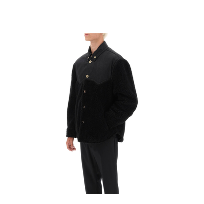 Faux Shearling And Technical Jacquard Jacket In Black - Image 4