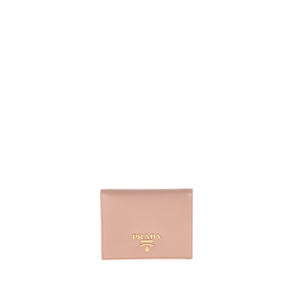 Logo Plque Saffiano Leather Wallet, Gold Hardware - Image 1