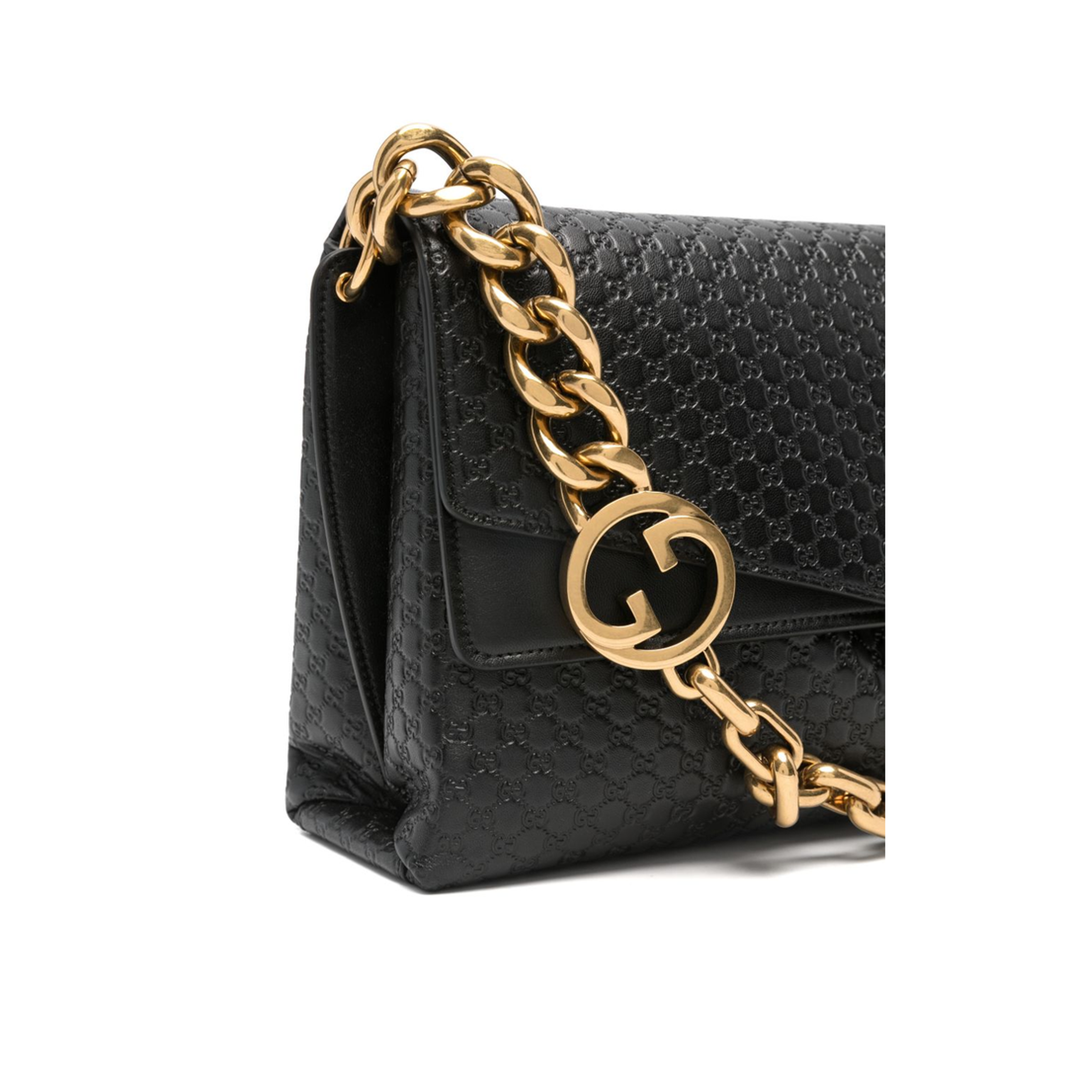 Large GG Leather Shoulder Bag - Black - Image 3