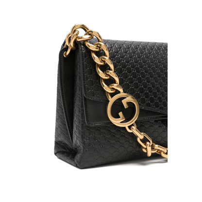 Large GG Leather Shoulder Bag - Black - Image 3