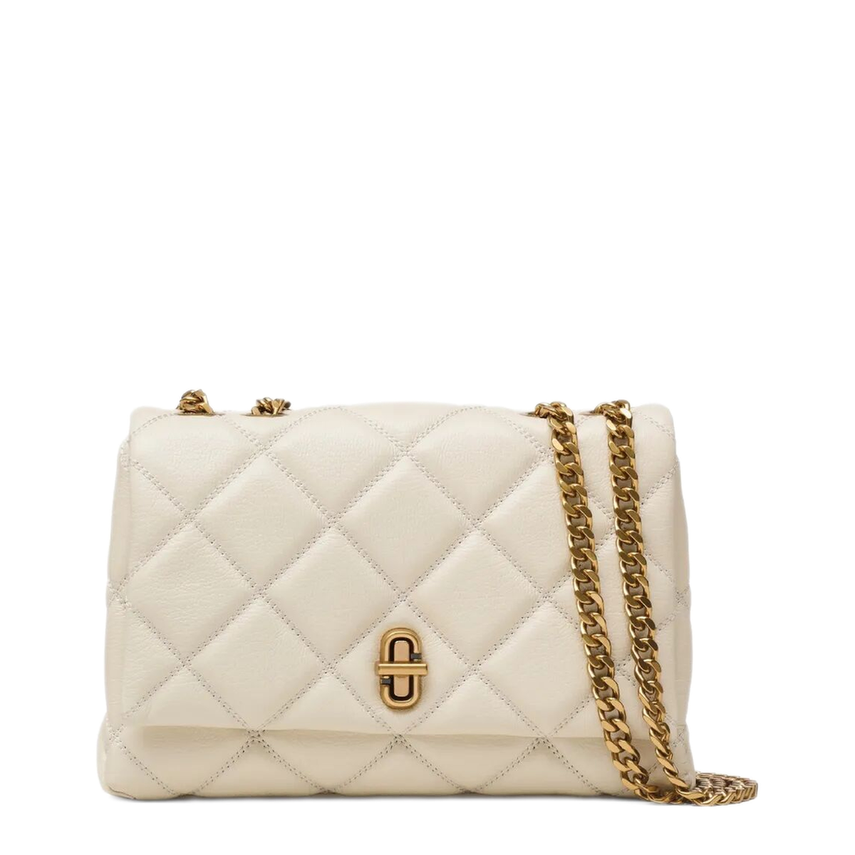 Contemporary Smooth Leather Shoulder Bag - Cloud White - Image 1
