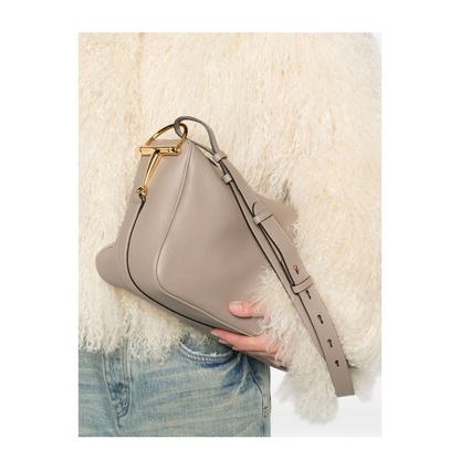 Half Horsebit Large Soft Grain Shoulder Bag - Taupe - Image 3