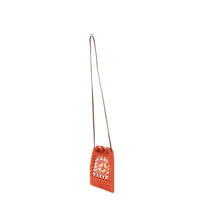 Paula's Ibiza One Size Calfskin & Raffia Bag - Bright Orange/Pink - Image 5