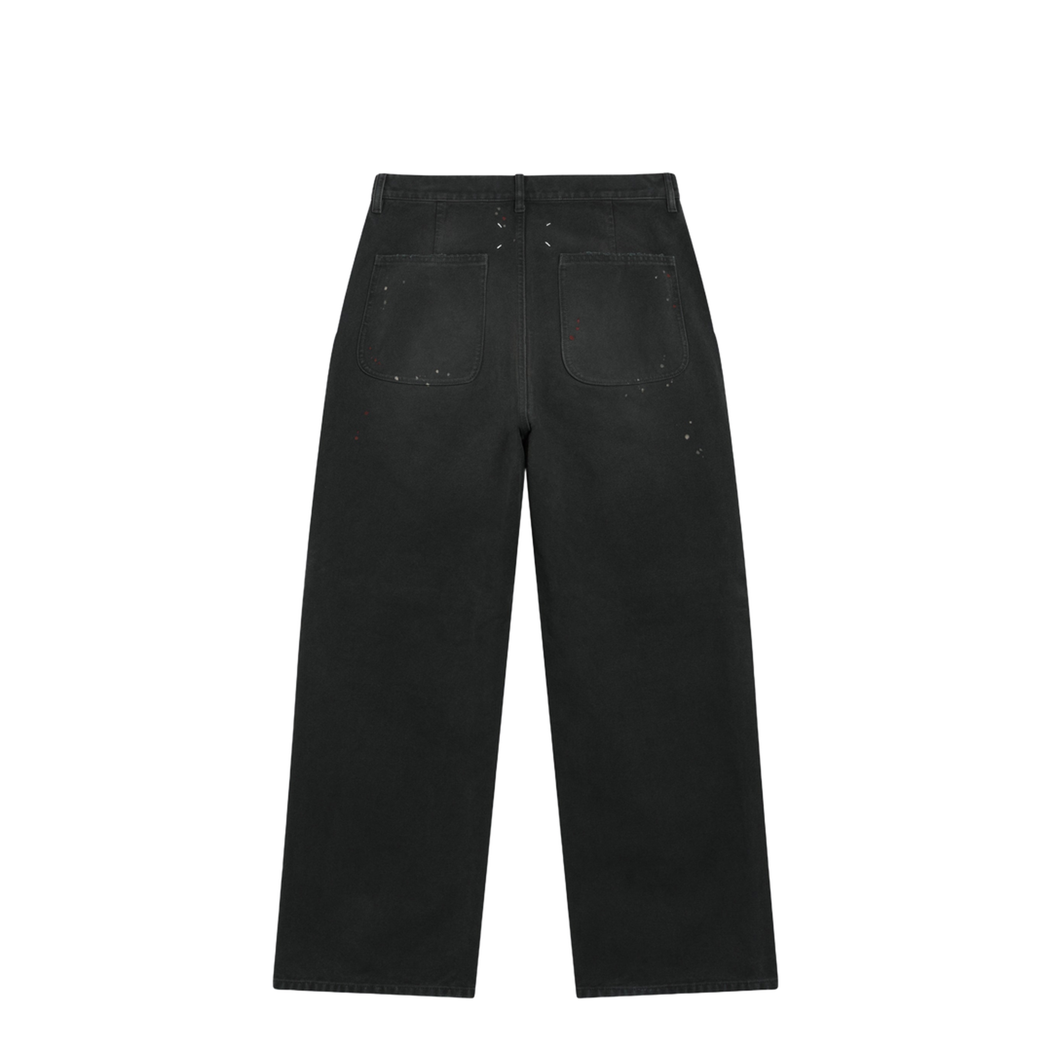 Double-dyed Work Trousers in Black Cotton with Spots - Image 2