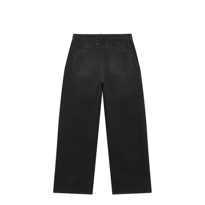 Double-dyed Work Trousers in Black Cotton with Spots - Image 2