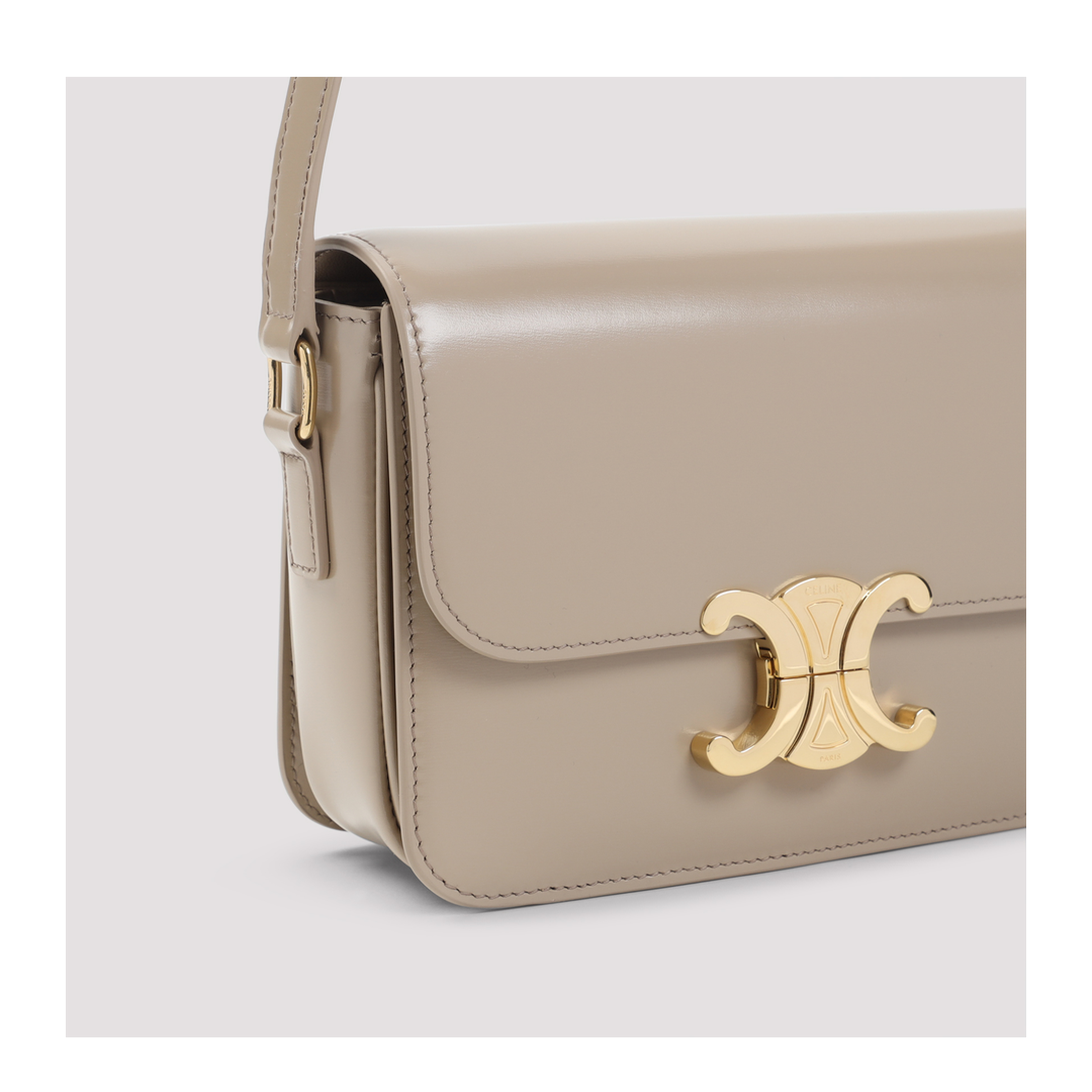 Triomphe Shoulder Bag Leather Beige - Image 5
