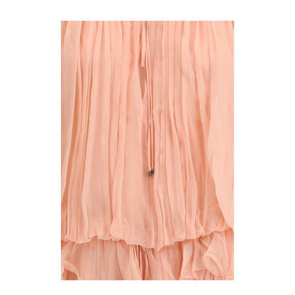 Mini Dress with Cape in Silk Muslin - Image 3