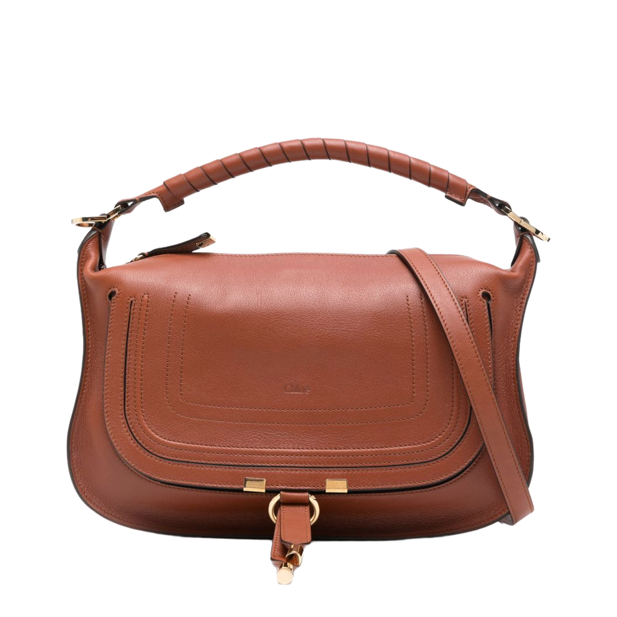Marcie Small Calfskin Shoulder Bag - Clay Brown - Image 1