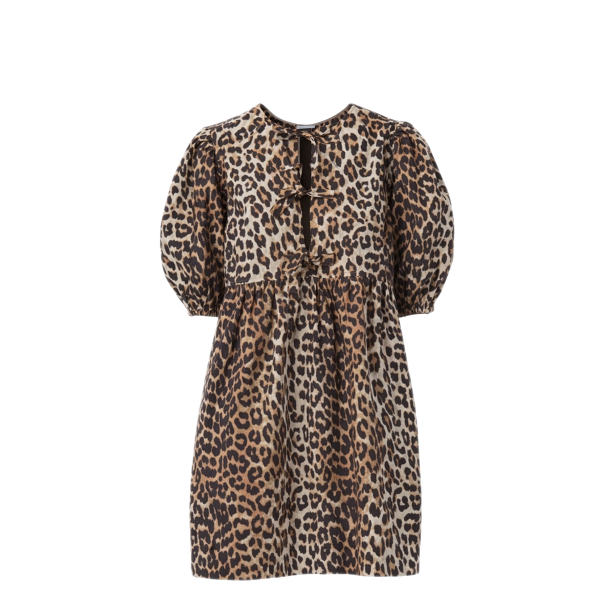 Printed Tie String Poplin Mini Dress - Image 1