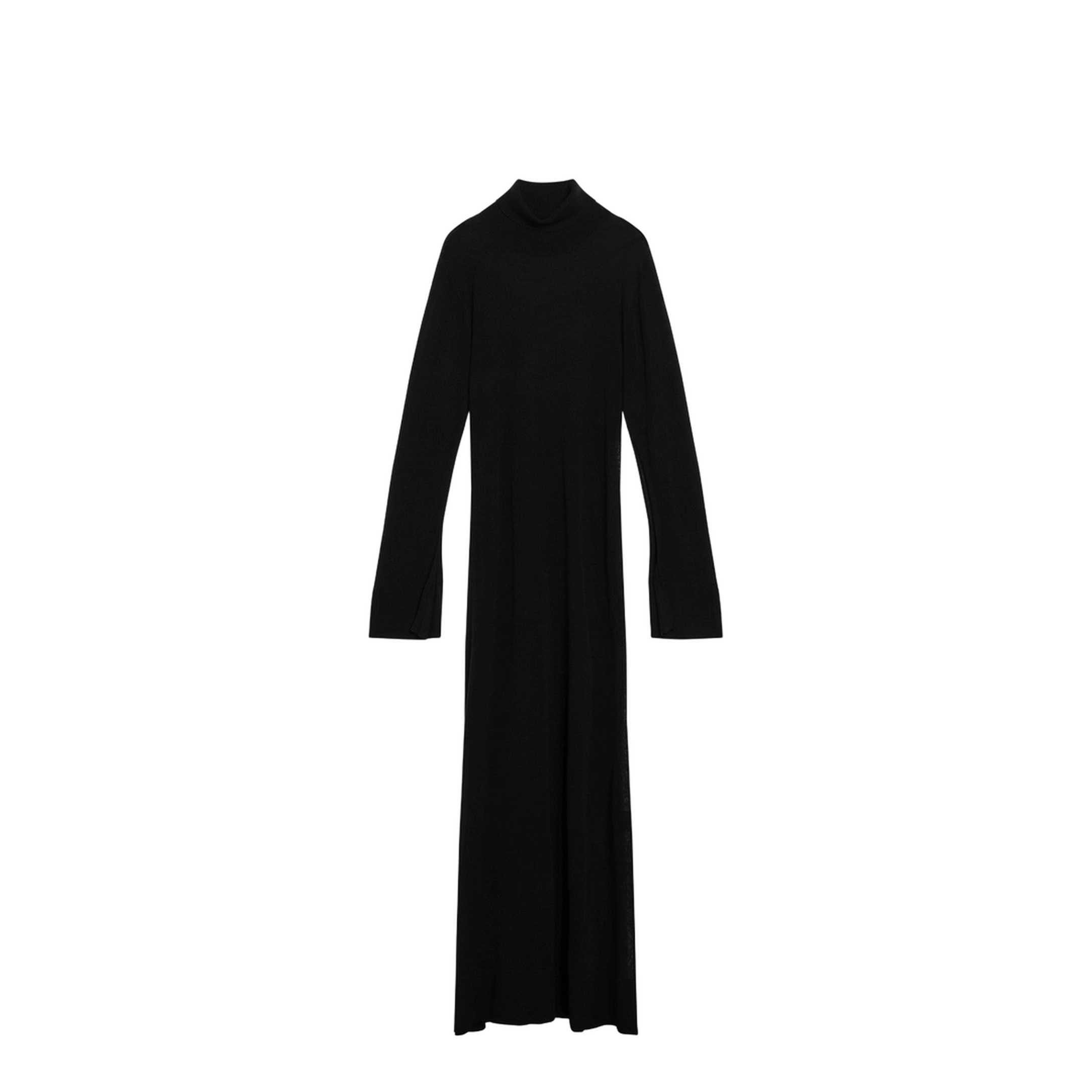 Black Cashmere Blend Turtleneck Dress - Image 1