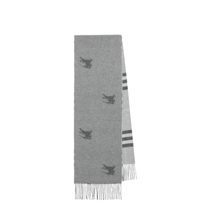 Reversible Check Cashmere Scarf In Grey - Image 1