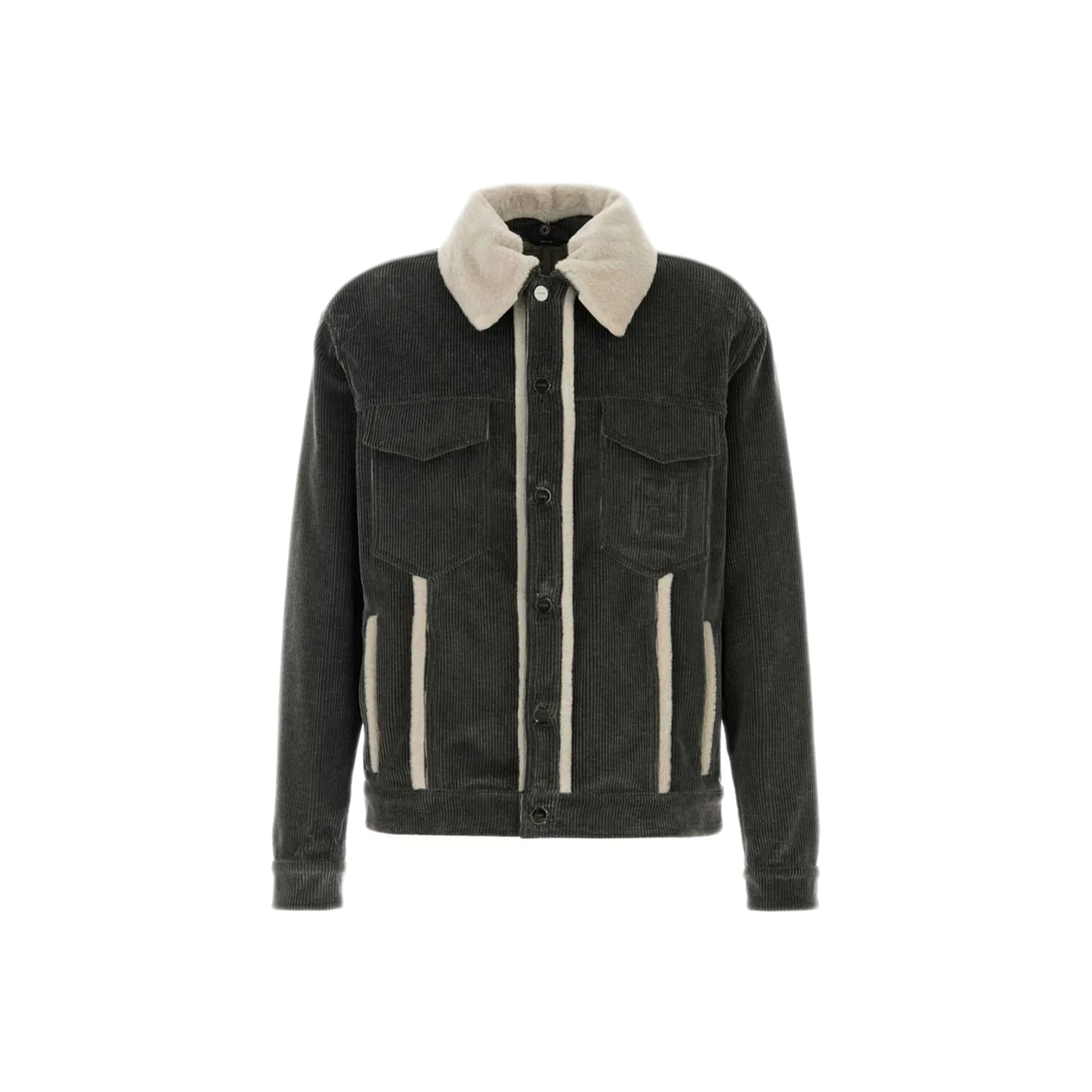 FADED STONEWASH TREATMENT CORDUROY BLOUSON WITH SHEEPSKIN TRIM REMOVABLE COLLAR - Image 1