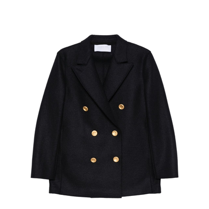 Navy Blue Gold-Button Double-Breasted Coat - Image 1