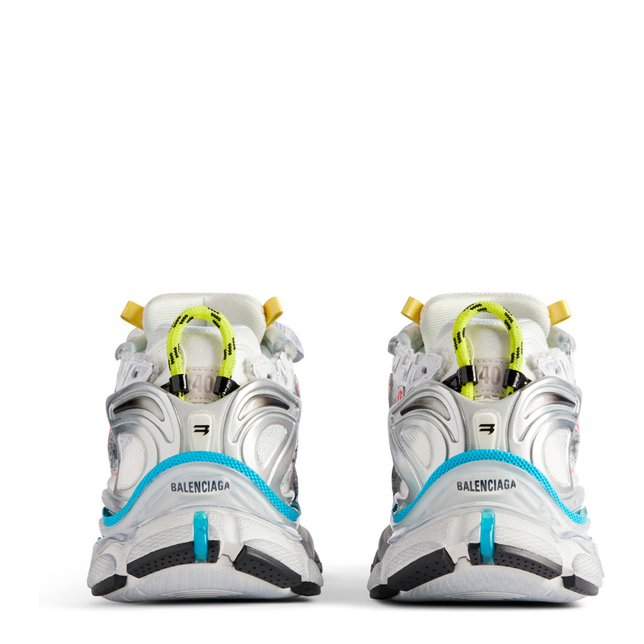 Mesh and Nylon Multicolor Worn-Out Effect Runner Sneakers - Image 8