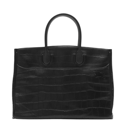 Black Lambskin Handbag with Crocodile Effect - Image 3