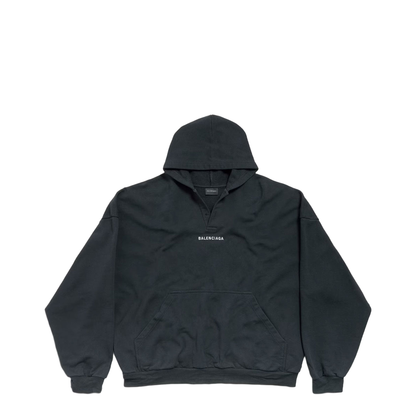 Back Faded Fleece Polo Hoodie - Image 1