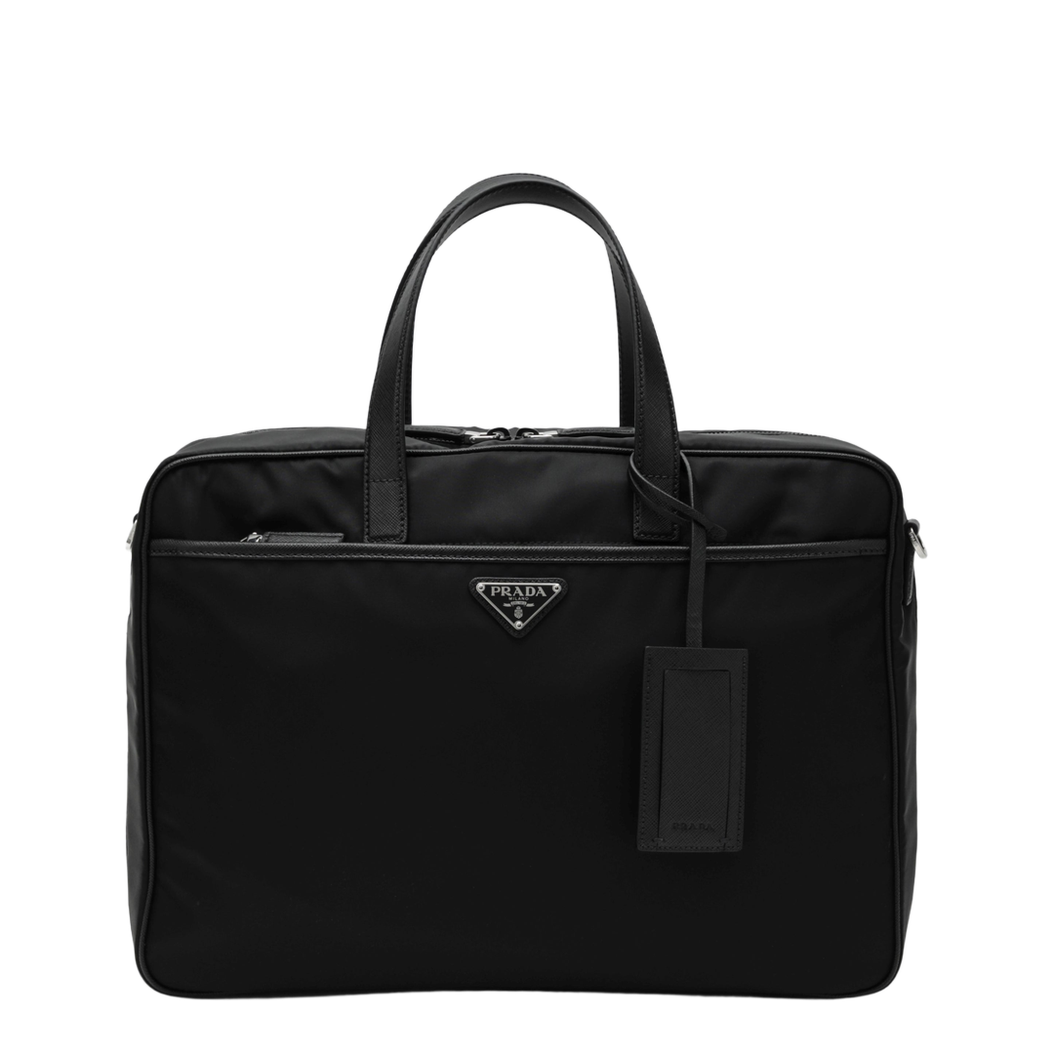 Black Re-Nylon and Saffiano Work Bag - Image 1