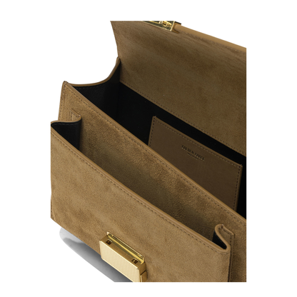 Venezia Small Nubuck & Suede Leather Top-Handle Bag - Cammello - Image 5