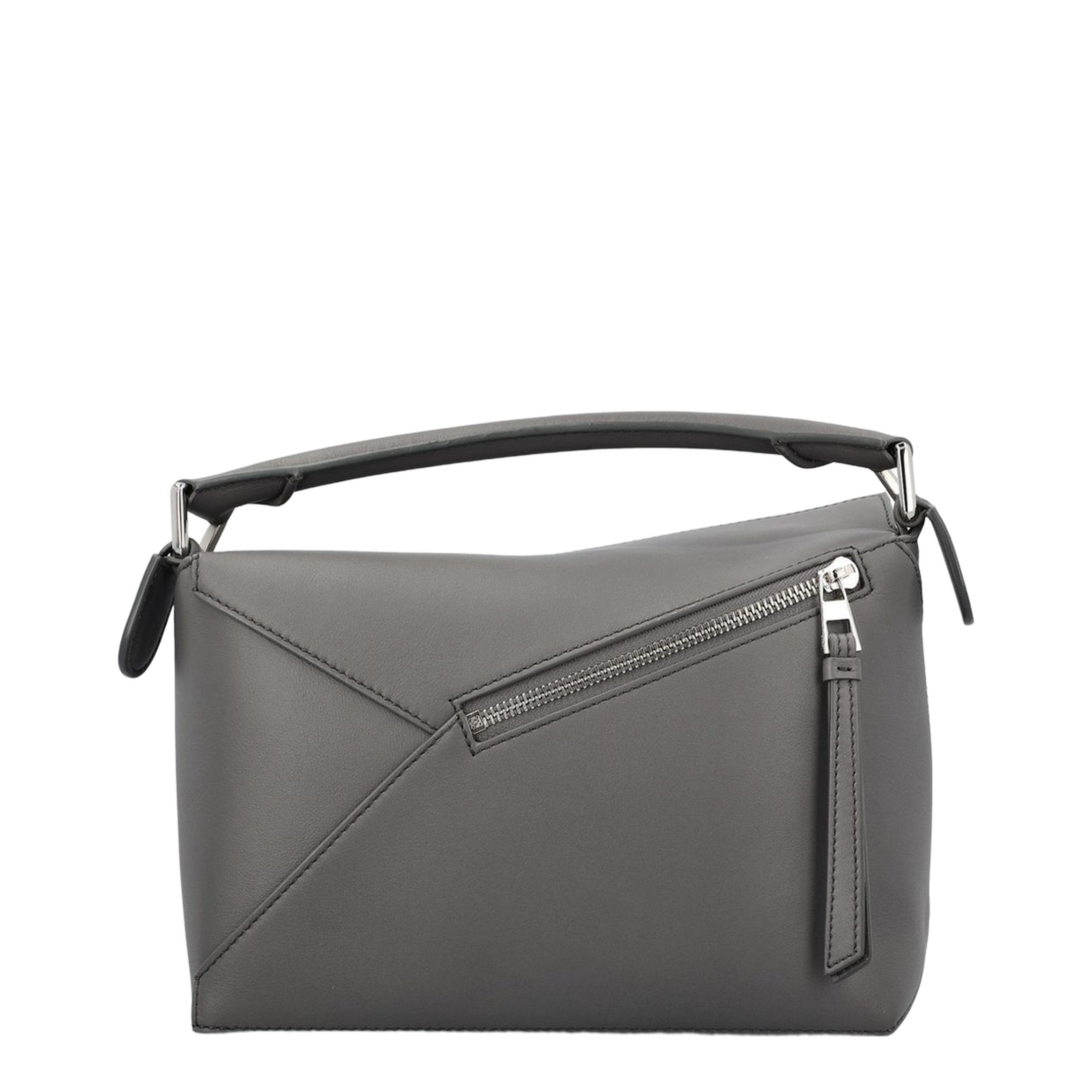 Puzzle Edge Small Calfskin Shoulder Bag- Grey - Image 5