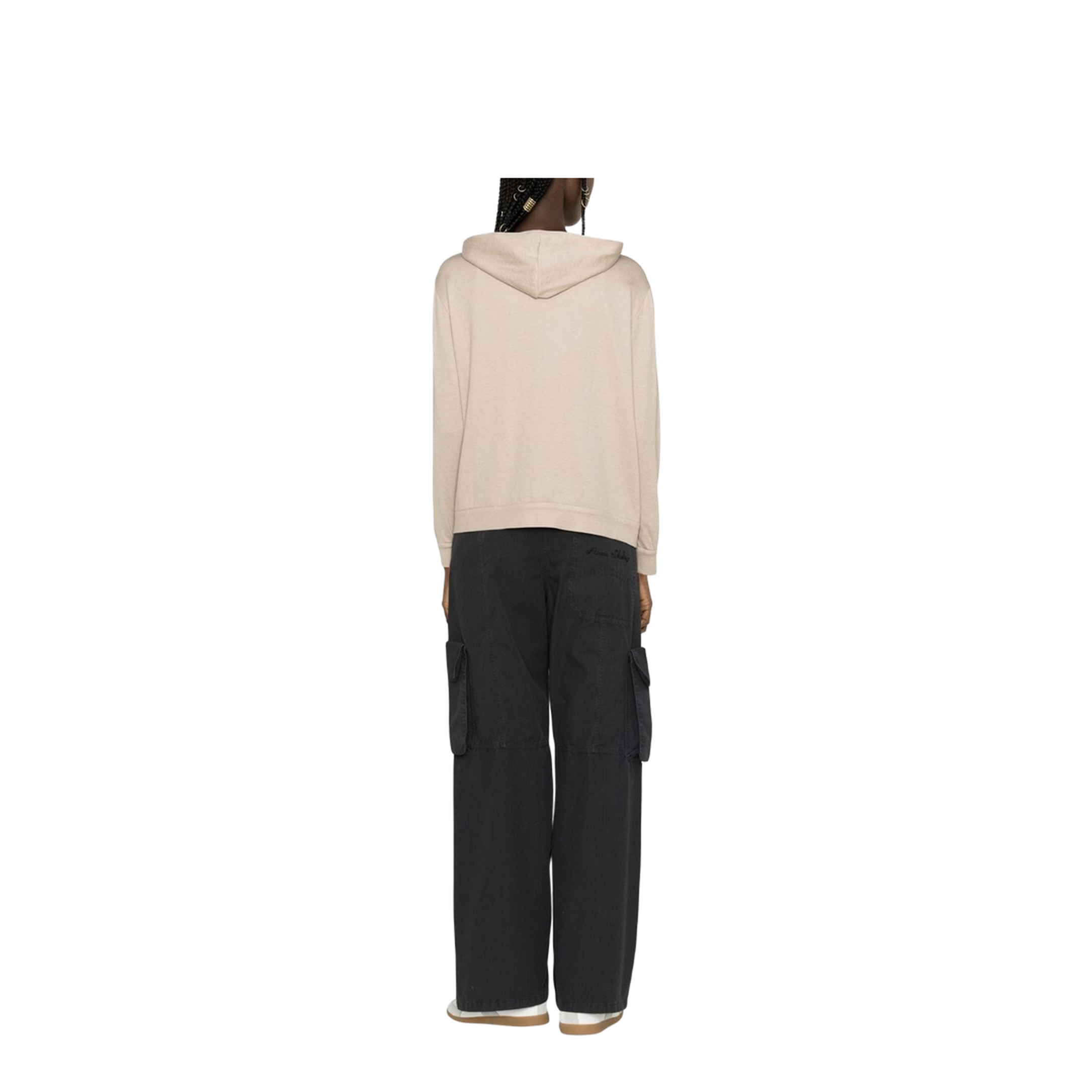 Two-Pocket Zip-Up Hoodie Beige - Image 2