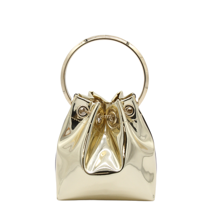 Bon Bon Mini Gold Mirror Fabric Mini Bag - Gold - Image 3