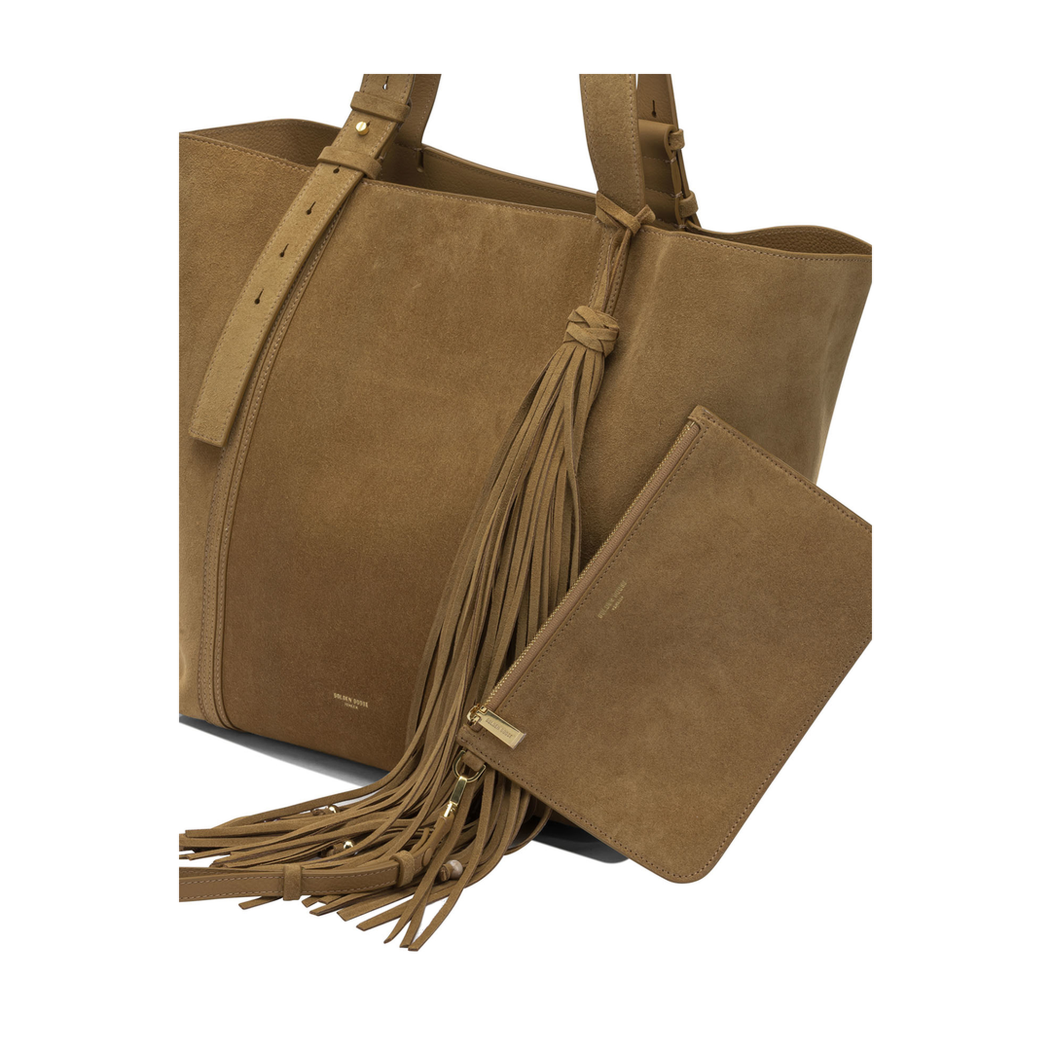24/7 East West Large Suede Leather Shoulder Bag - Brown - Image 4