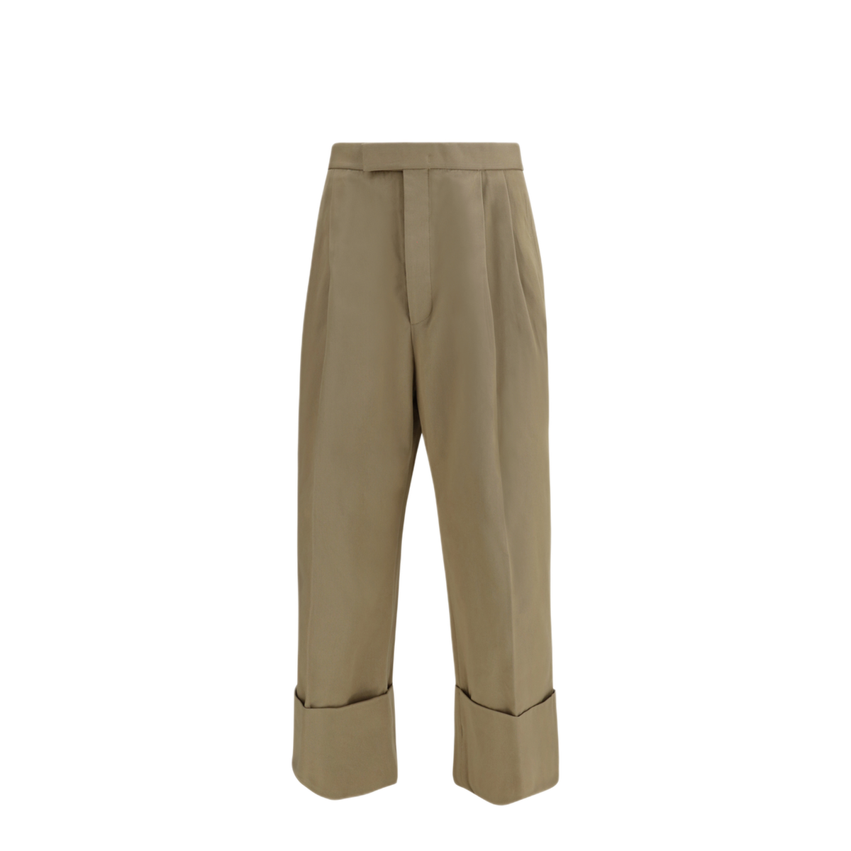 Cotton Gabardine Pants With Double Pleats - Image 1