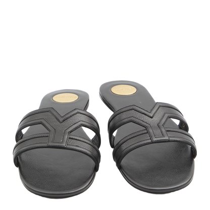 MABROUKA Slides in Smooth Leather in Black - Image 5