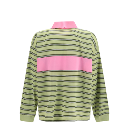 Striped Intarsia Cotton Polo with Embroidered Logo - Image 2