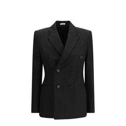 Pinstriped Double-Breasted Jacket - Image 1