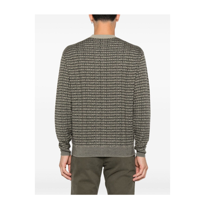 Virgin-Wool Jumper with All-Over Jacquard Signature Logo - Image 3
