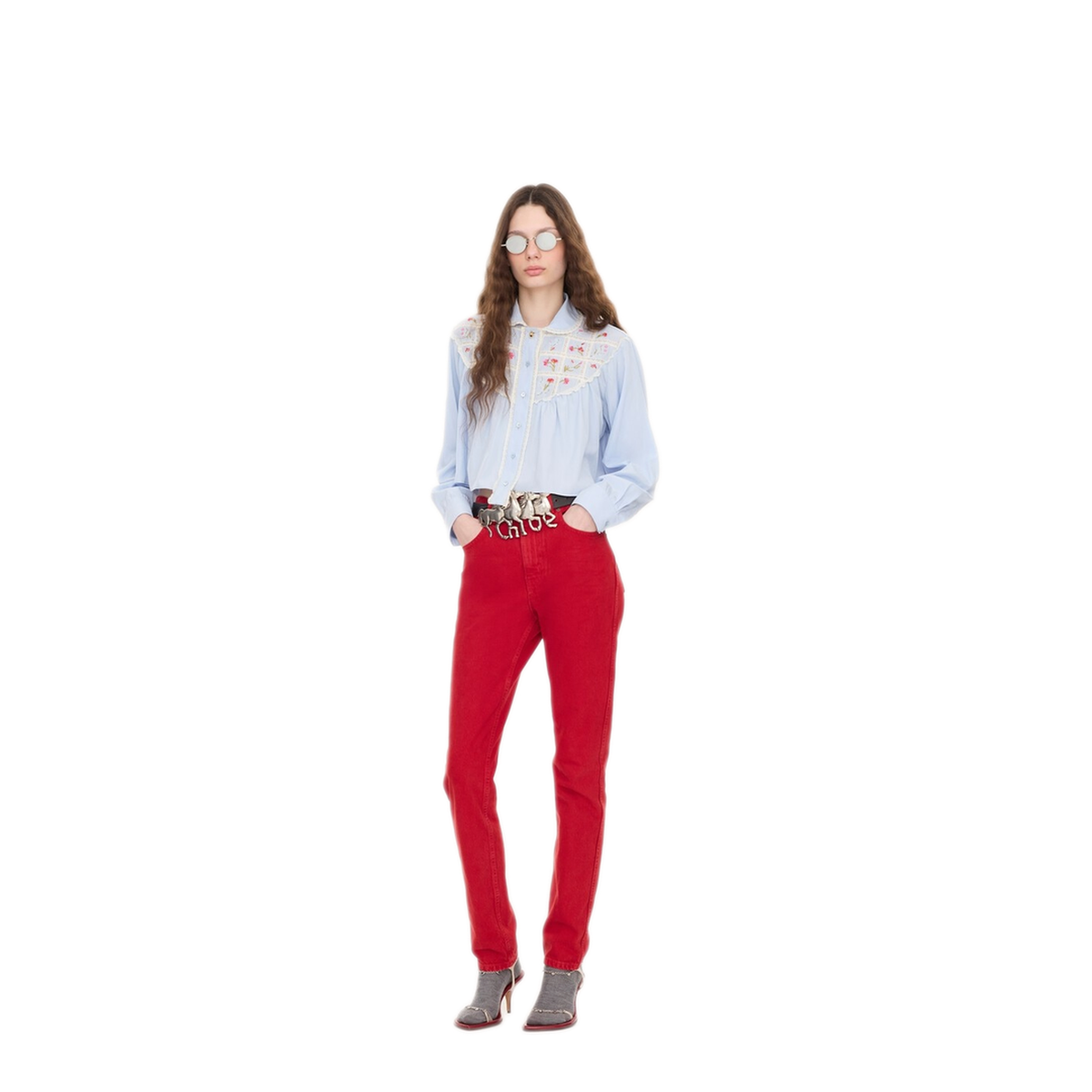 Red Denim Jeans - Image 2