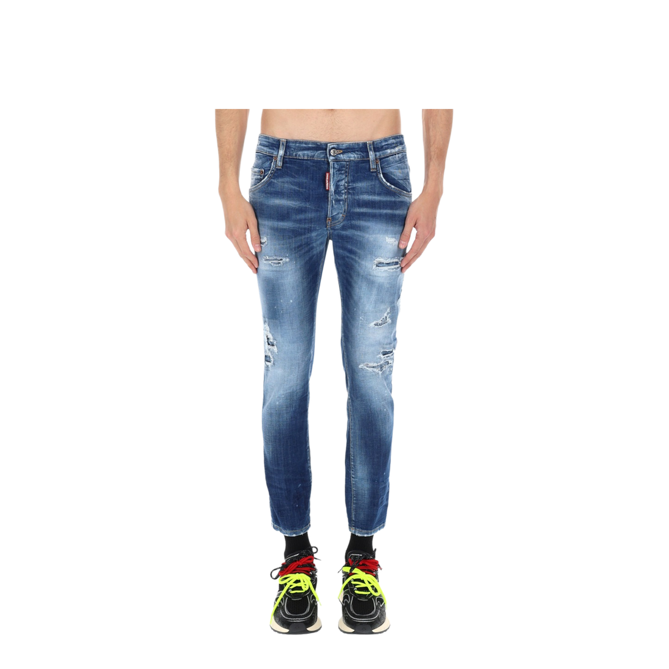 Skater Jeans in Medium Blue with Destroyed Details - Image 6