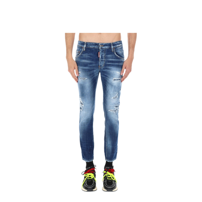 Skater Jeans in Medium Blue with Destroyed Details - Image 6
