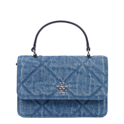 Diamond Quilt Mini Chain Denim Handbag - Blue - Image 2