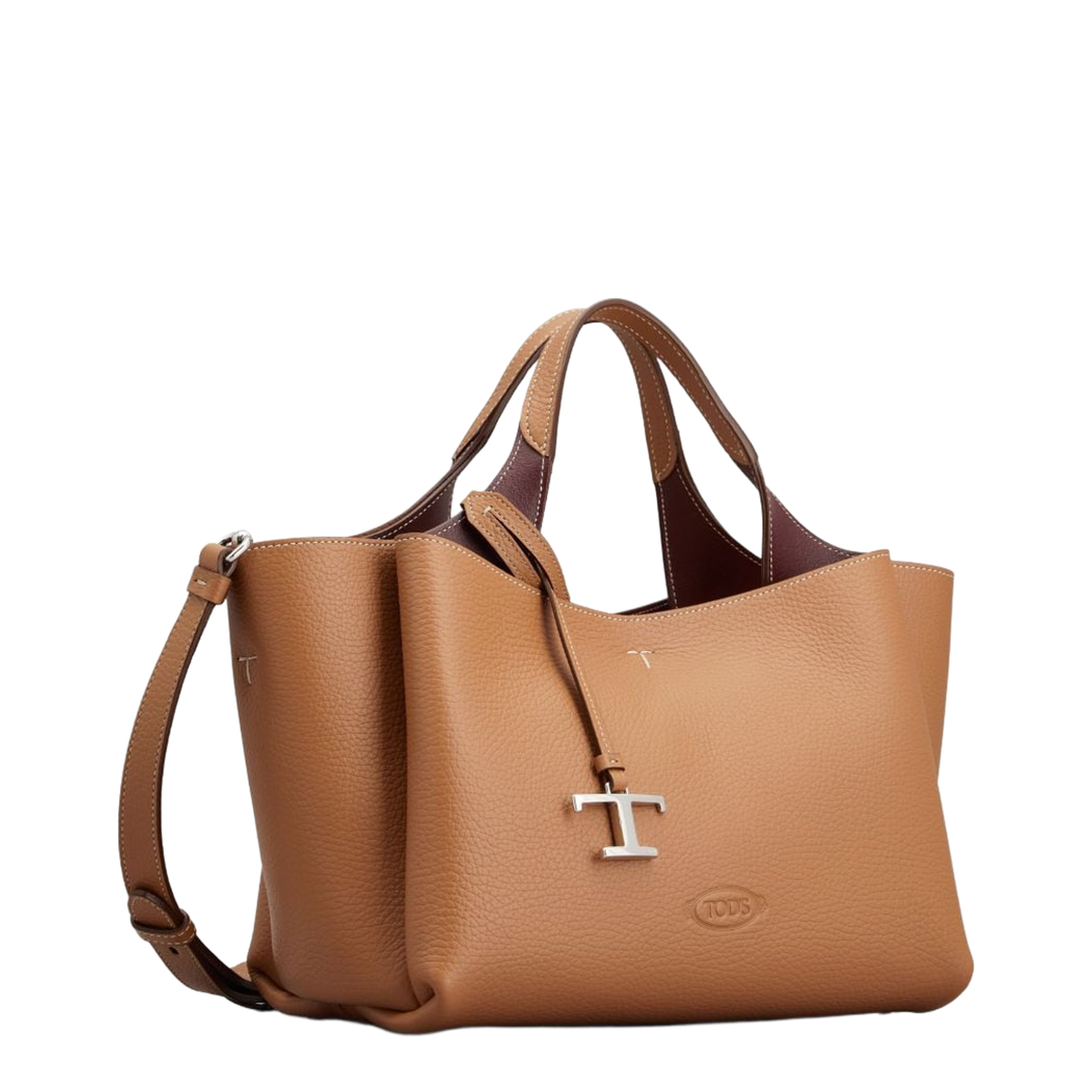 T Timeless Mini Calfskin Top-Handle Bag - Kenya Bordeaux - Image 2