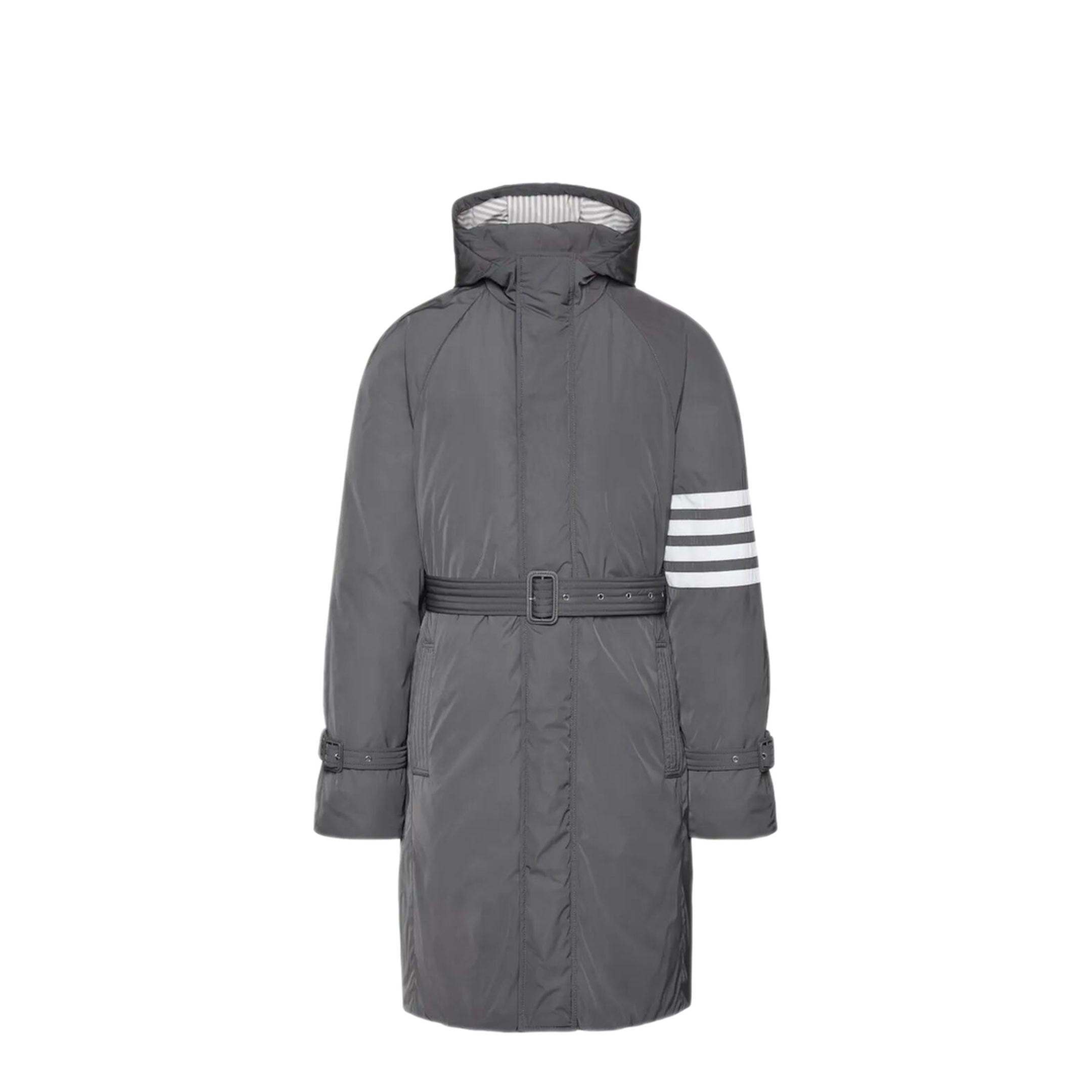 Poly Twill 4-Bar Hooded Down Parka with Belt - Image 1